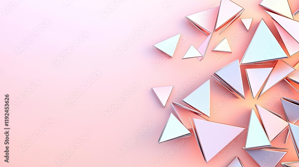 Poster Triangle abstract background concept. Abstract geometric shapes in soft pastel colors create a modern visual texture.