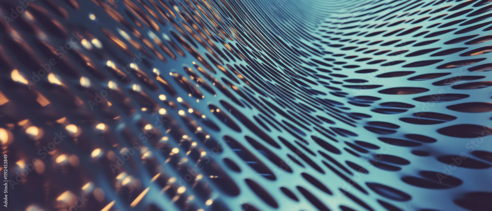 Poster exploration of corrugated aluminum in a dynamic wave pattern showcasing industrial design