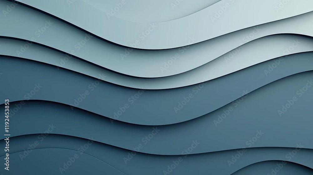 Poster Cloudy abstract background concept. Stylish blue abstract background with layered wavy patterns for modern design projects.
