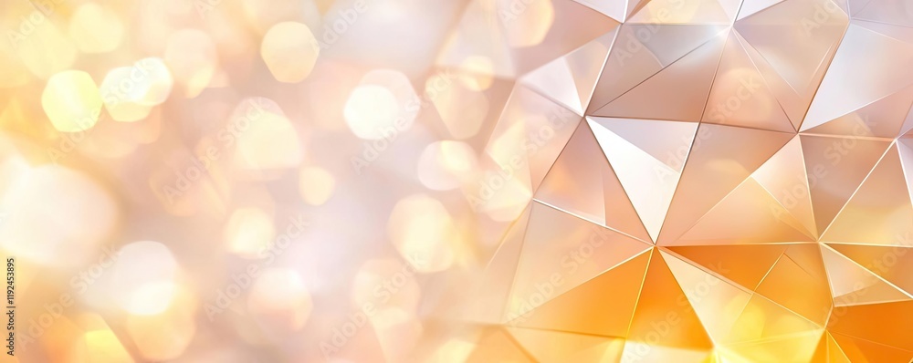 Poster Triangle abstract background concept. Abstract geometric background with golden tones and shimmering effects for design.