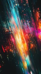 Fototapeta premium Abstract Cityscape at Night with Streaking Lights and Vibrant Colors.