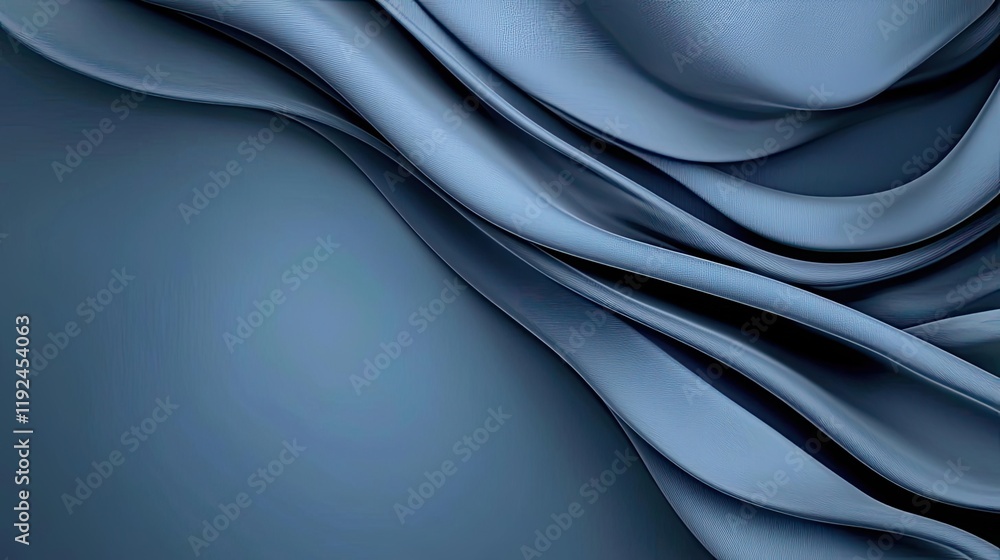 Aufkleber Cloudy abstract background concept. Soft blue waves of fabric create an elegant and calming background texture.