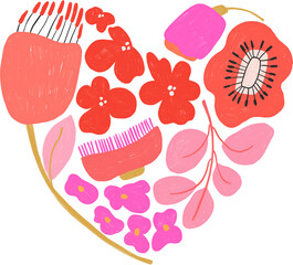 Vanelnine's Day Illustration, A heart made of flowers
