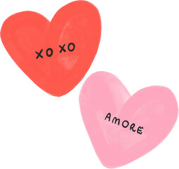 Vanelnine's Day Illustration, Pink and Red heart with text