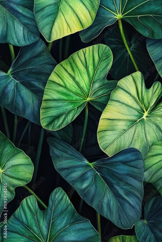 Poster a close-up view of a bunch of green leaves, perfect for use in nature-inspired designs or as a symbo