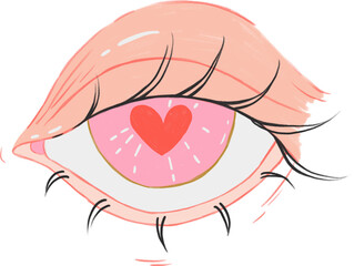 Vanelnine's Day Illustration,  A loving eye with a heart in place of a pupil