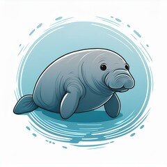Antillean manatee flat design. isolated on white background