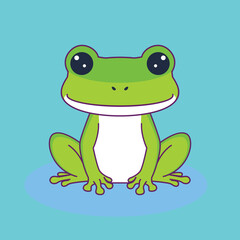 Cute Frog Sitting Flat Vector Cartoon Illustration.eps