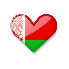 Belarus - Shiny Flag in the Form of Heart. Vector Illustration.
