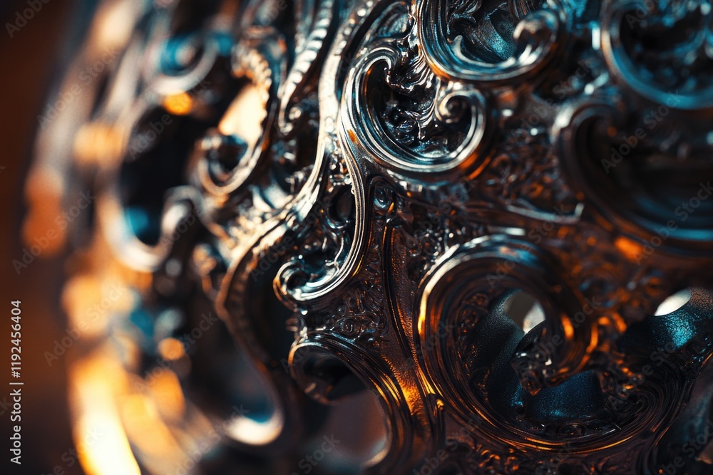 Poster Close-up of a metal object on a table, useful for various contexts