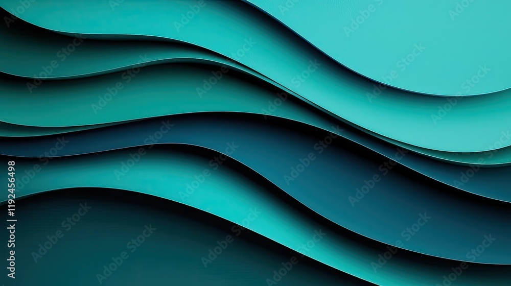 Aufkleber Cloudy abstract background concept. Abstract layered waves in shades of teal and blue, creating a dynamic visual effect.