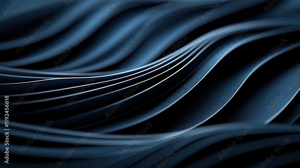 Poster Cloudy abstract background concept. Abstract waves in deep blue, showcasing elegant curves and smooth textures.