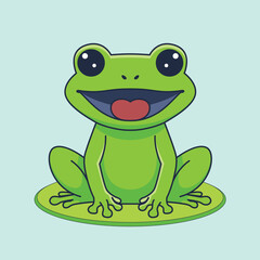 Happy Frog Flat Vector Cartoon Illustration.eps