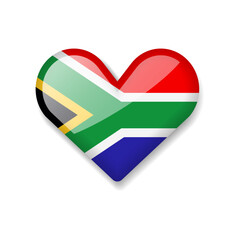 South Africa - Shiny Flag in the Form of Heart. Vector Illustration.