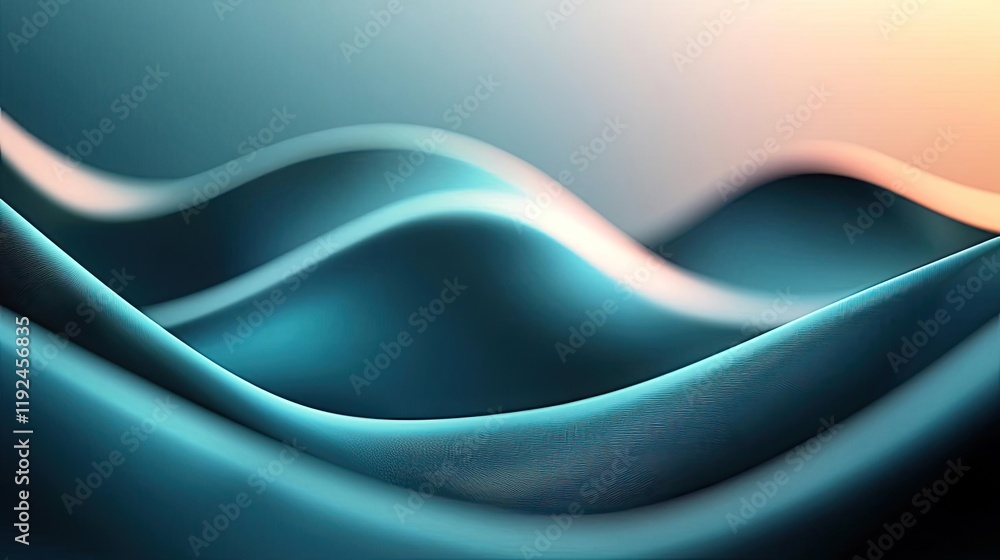 Poster Cloudy abstract background concept. Abstract soft curves in soothing blue tones creating a modern and minimalistic aesthetic.