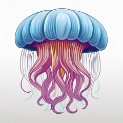 Anemone jellyfish flat design. isolated on white background