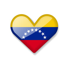 Venezuela - Shiny Flag in the Form of Heart. Vector Illustration.