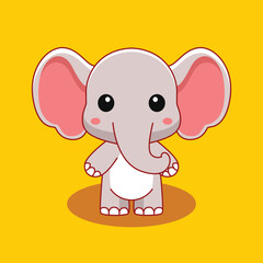 Cute Elephant Flat Vector Cartoon Illustration [Converted].eps