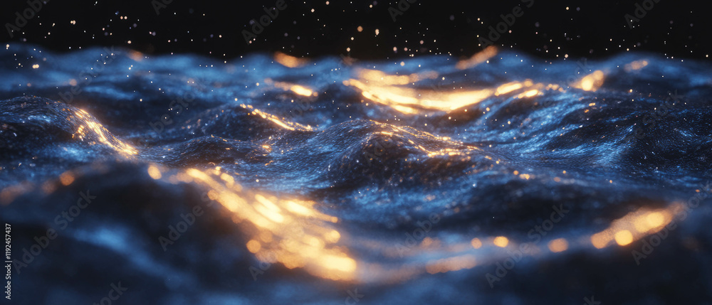 Poster shimmering dreamlike textures create an ethereal atmosphere in dark waters