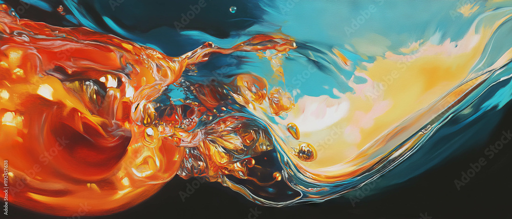 Poster Dynamic compositions showcase fluid movement and vibrant color interplay in abstract art