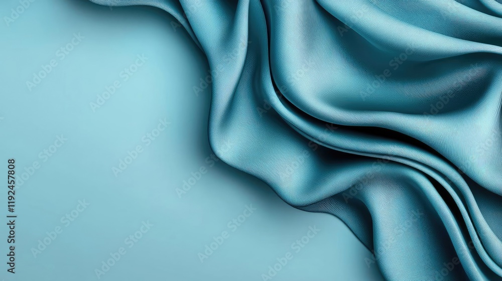 Poster cloudy abstract background concept. wavy blue satin fabric texture creating an elegant and soft back