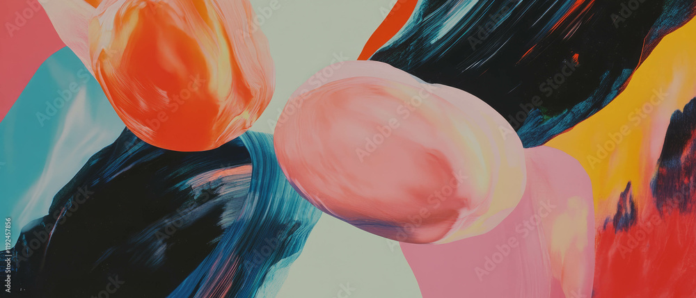 Poster Dynamic shapes and vibrant colors create an engaging visual experience
