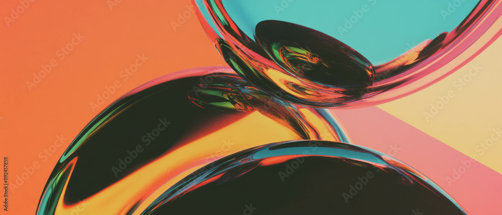 Poster dynamic interplay of shapes and colors creates visual excitement in a vibrant composition