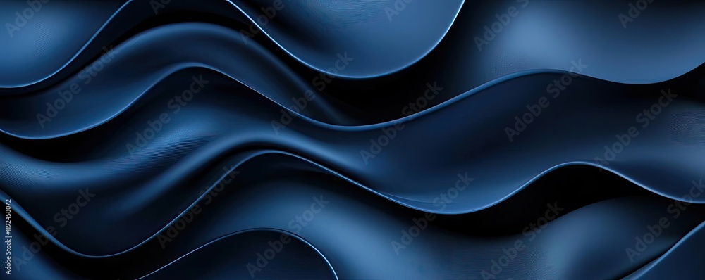Poster Cloudy abstract background concept. Fluid abstract background with smooth curves and deep blue tones creating a calming effect.
