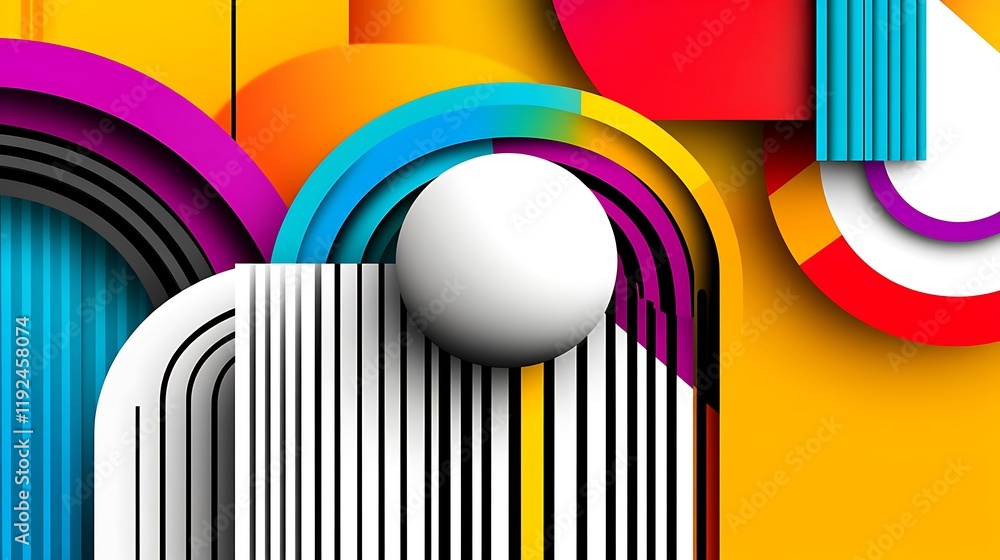 Poster bold vector design with clean lines and vibrant colors in style
