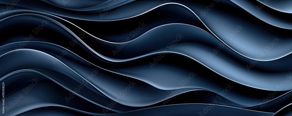 Poster Cloudy abstract background concept. Abstract blue waves creating a smooth and dynamic surface texture for design use.