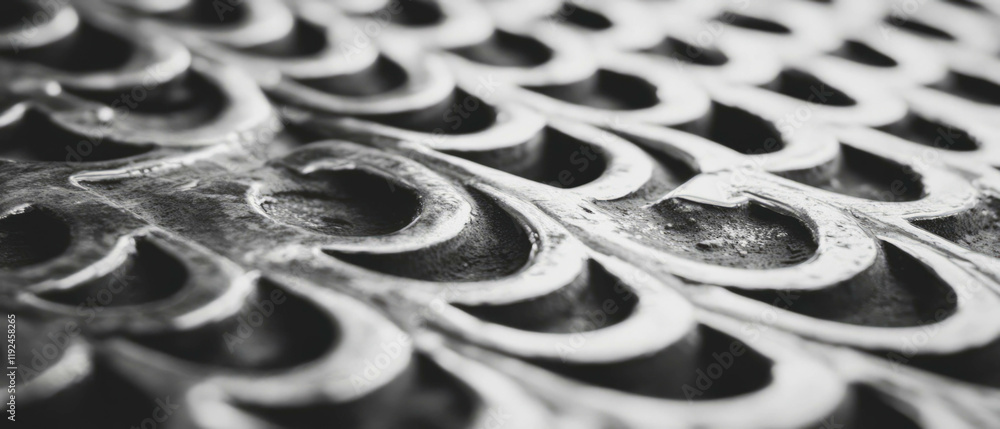 Poster embossed aluminum surface with raised patterns showcasing tactile dimensions and textures