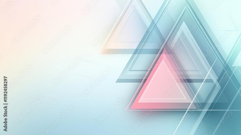 Poster Triangle abstract background concept. Abstract geometric shapes in soft pastel colors create a modern and dynamic background.