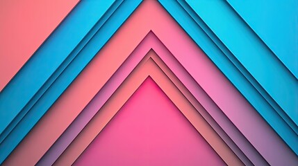 Obraz premium Triangle abstract background concept. Vibrant geometric pattern with layers of pink and blue triangles for modern design.