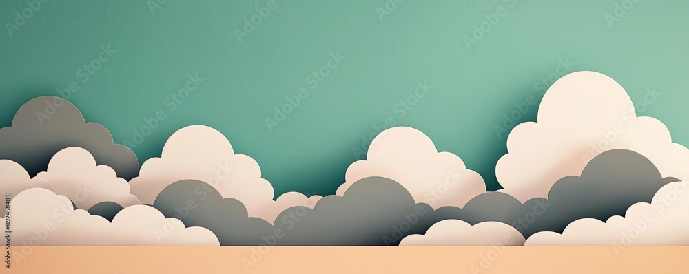 Poster Cloudy abstract background concept. Stylized clouds in soft colors create a calm and serene atmosphere for design.