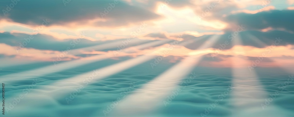 Poster cloudy abstract background concept. soft pastel skies with sunlight streaming through clouds at dawn