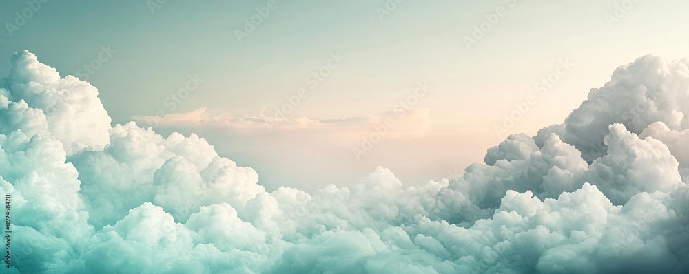 Aufkleber Cloudy abstract background concept. A serene view of soft clouds illuminated by gentle sunlight, creating a peaceful atmosphere.
