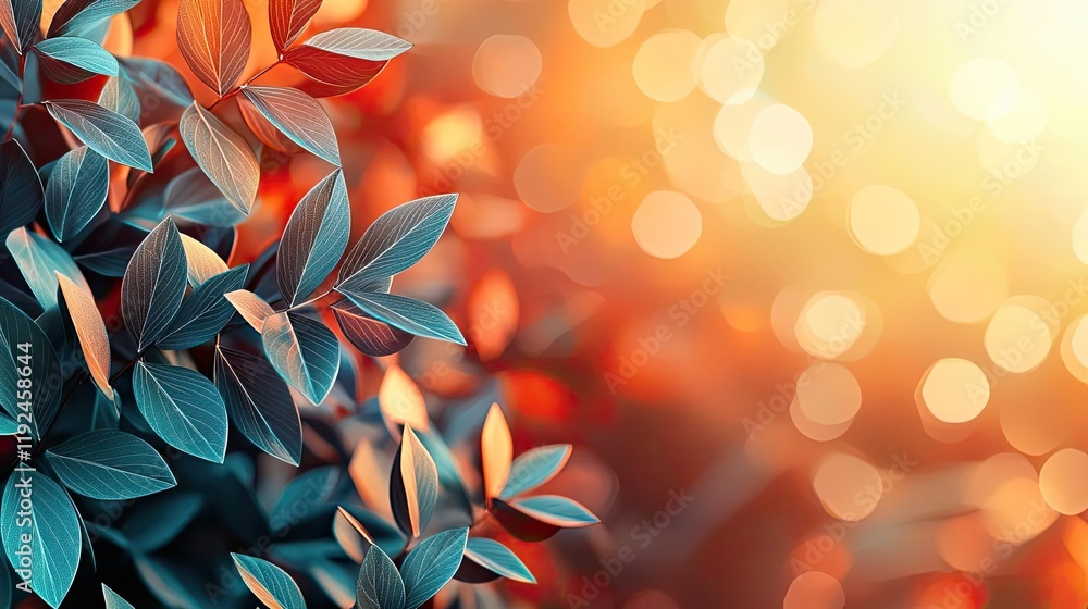 Poster triangle abstract background concept. a beautiful close-up of vibrant leaves illuminated by soft sun