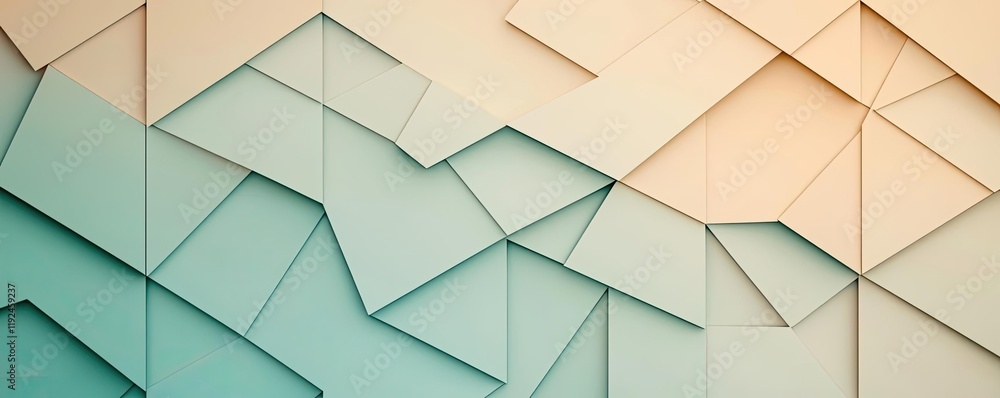 Poster Triangle abstract background concept. Abstract geometric pattern with layered shapes in soft color gradient, perfect for design.