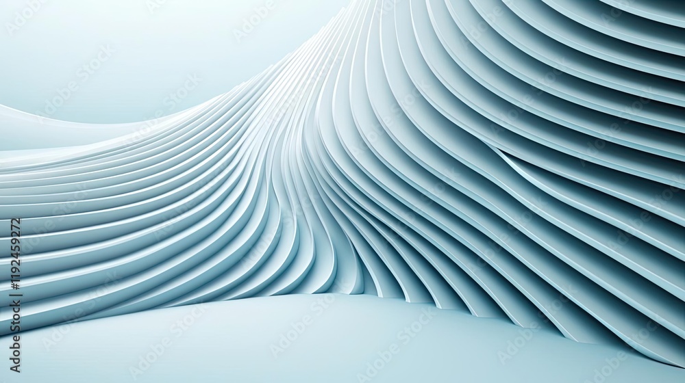 Poster Triangle abstract background concept. Abstract wavy lines create a modern, minimalist background in soft blue tones.