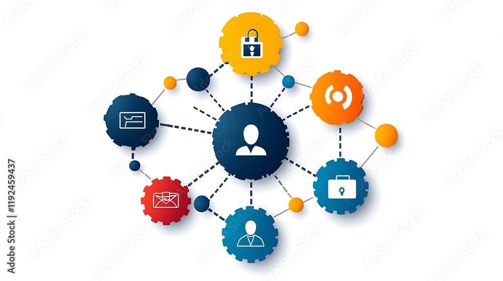 Poster clean vector infographic style representing digital connection elements