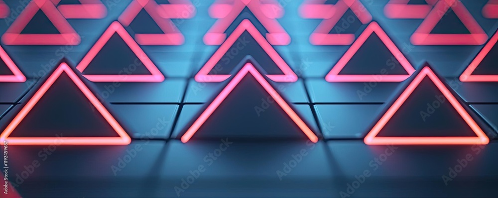 Aufkleber Triangle abstract background concept. Colorful neon triangle shapes in a mesmerizing abstract pattern.