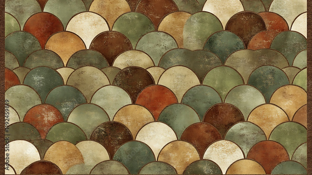Poster colorful abstract pattern with circular shapes in earthy tones