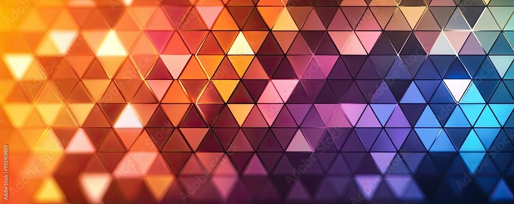 Poster Triangle abstract background concept. Colorful triangular patterns create a vibrant abstract design for creative projects.