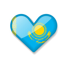 Kazakhstan - Shiny Flag in the Form of Heart. Vector Illustration.
