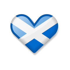 Obraz premium Scotland - Shiny Flag in the Form of Heart. Vector Illustration.