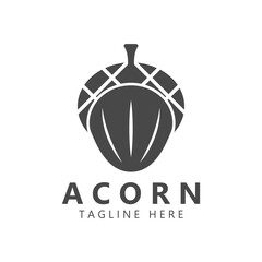 Acorn logo design with leaves with vector illustration.