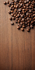 Concept photo of coffee beans on wooden background