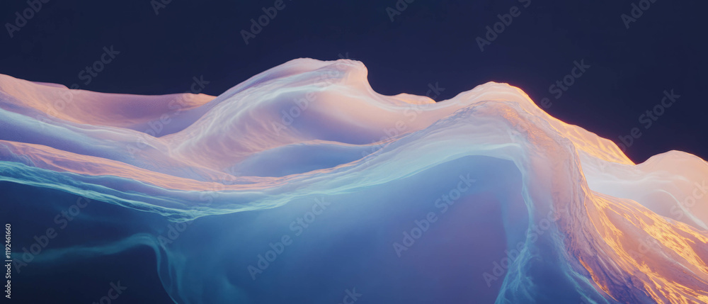 Poster fluid forms and smooth gradients create an abstract organic composition in vibrant colors