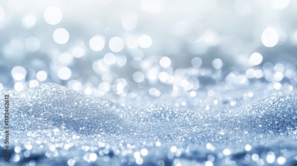 Poster abstract silver glitter and bokeh background with soft light.