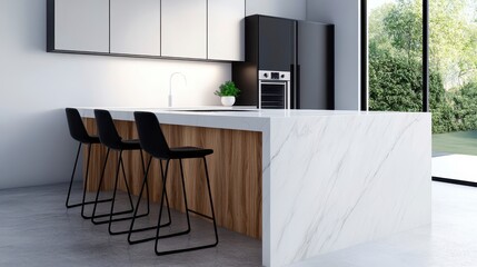 Modern Minimalist Kitchen with Clean Lines and Natural Light